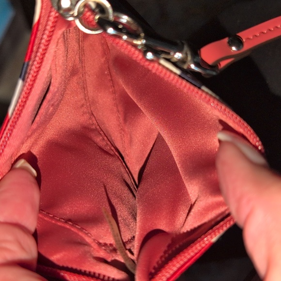 Coach Nylon Wristlet With Coral Patent Strap. EUC - Picture 4 of 6